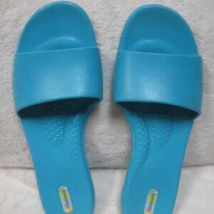 OKABASHI Reflexology Slide Turquoise LARGE, Women's 9.5 - 10
